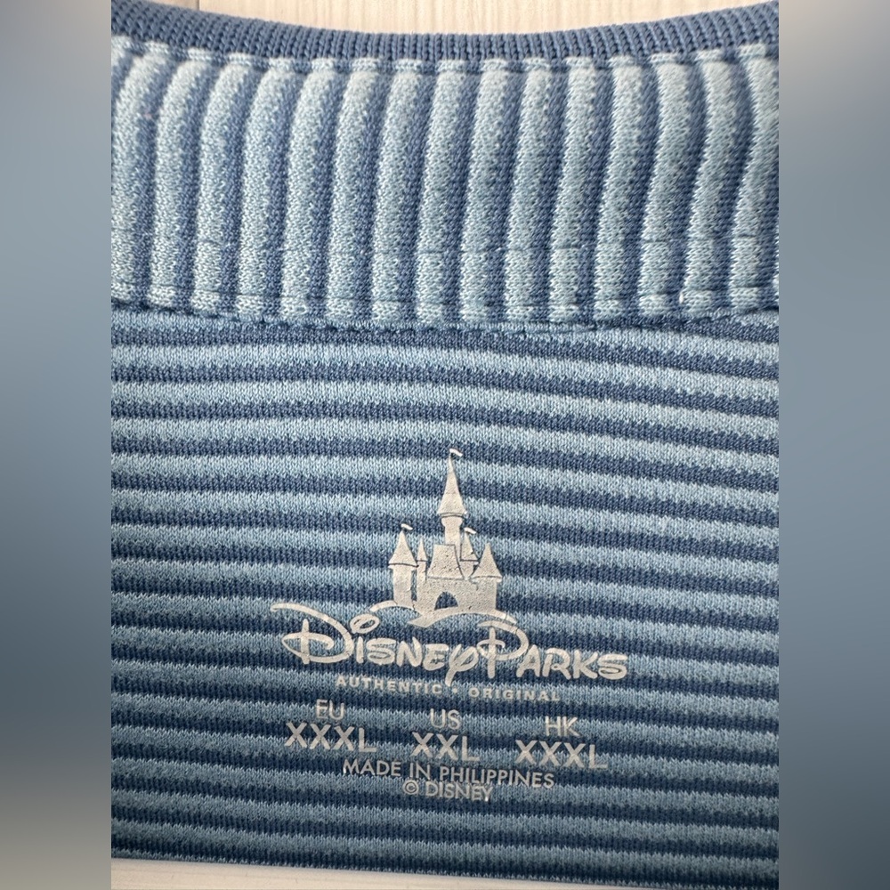 Vintage 1971 Walt Disney World Blue Striped Polo Shirt Men's Size XXL 1970s 70s